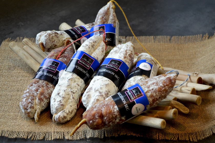 Petits saucissons secs pur porc Bobosse gastronomie lyonnaise