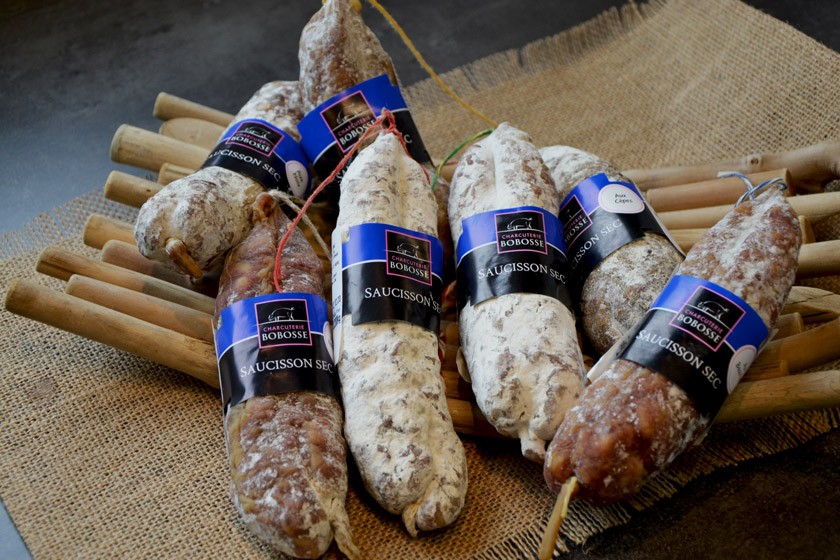 Petits saucissons secs pur porc Bobosse gastronomie lyonnaise