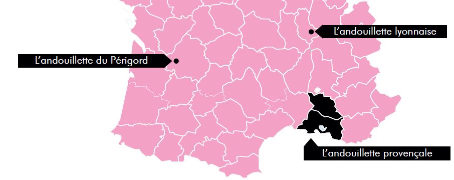 carte de France de l'andouillette - moitié Sud